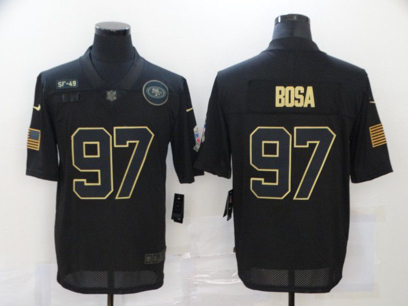 Men San Francisco 49ers 97 Bosa Black gold lettering 2020 Nike NFL Jersey